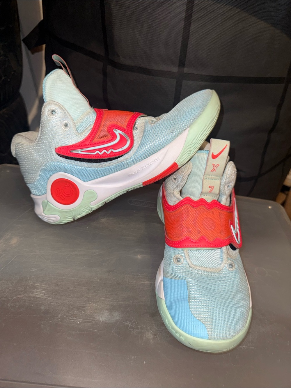 Nike Kids Seafoam and Red Strap Sneakers